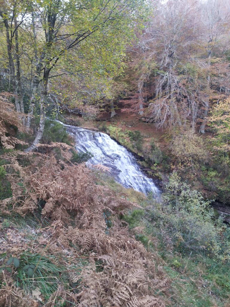 Observamos la cascada de la Salceda desde el primer balcón